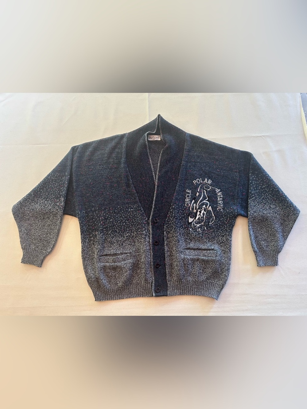 Guy Laurent Vintage Men's Wool Blend Polar Penguin Cardigan Sweater XL